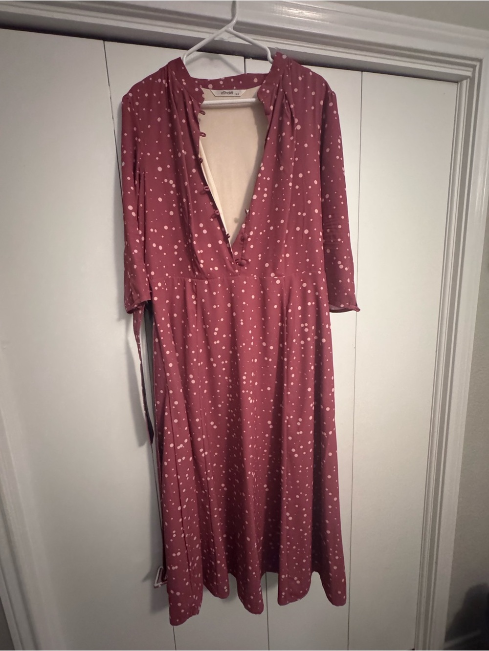 Everlane Dusty Rose Polka Dot Midi Dress